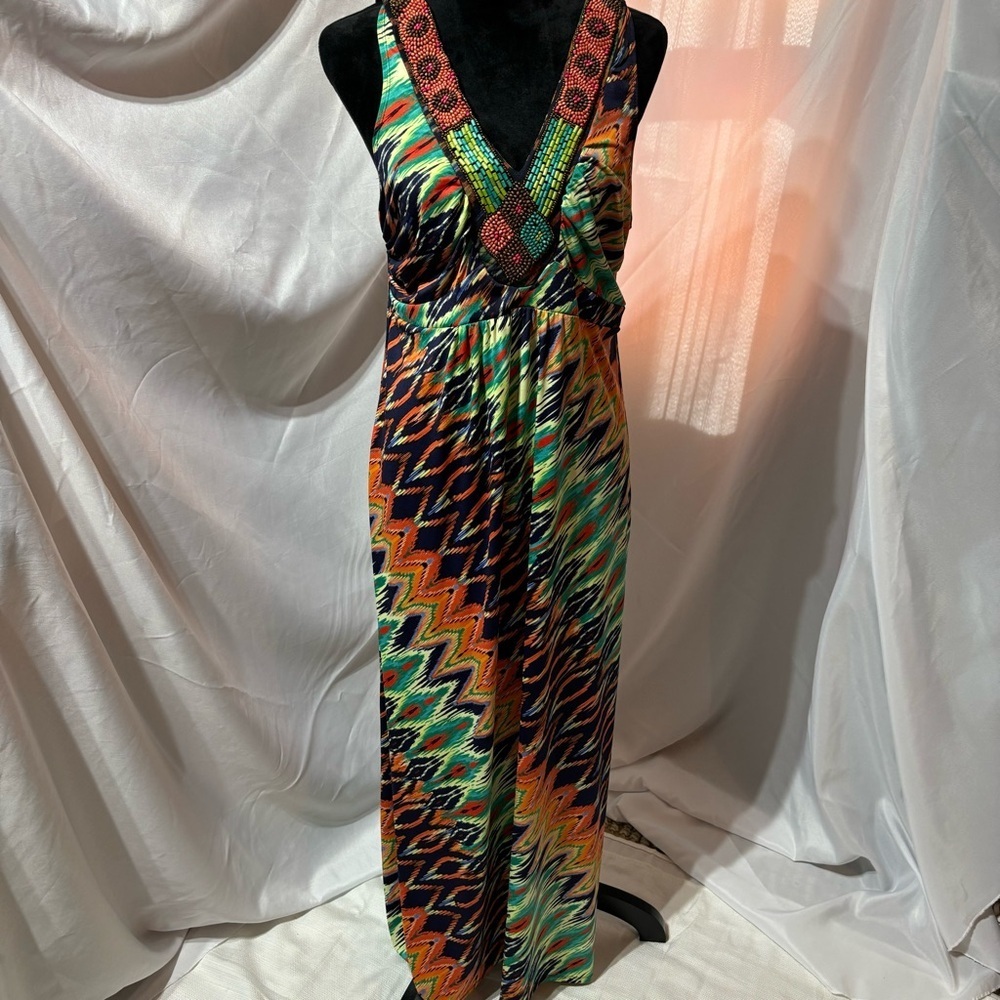 NY Collection Multi color Sleeveless 
Maxi Dress, Size:L